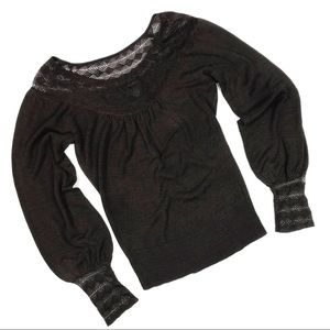 Arden B Dark Brown Silk Blend Knit Top